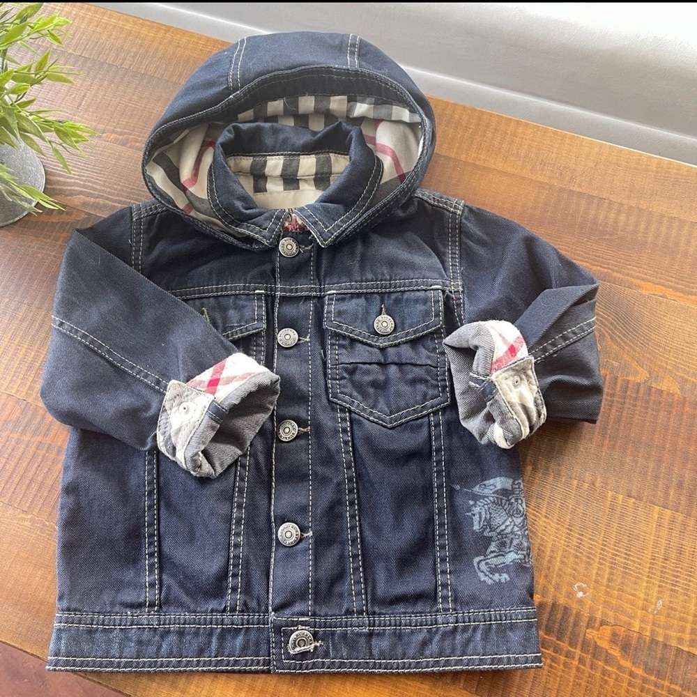 Burberry Vest jacket denim jean 9/12 months blue removable hood